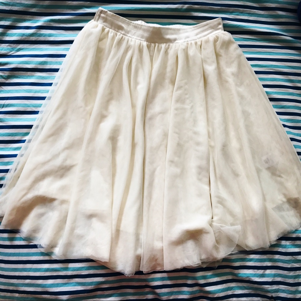 Modcloth Cream Midi Skirt